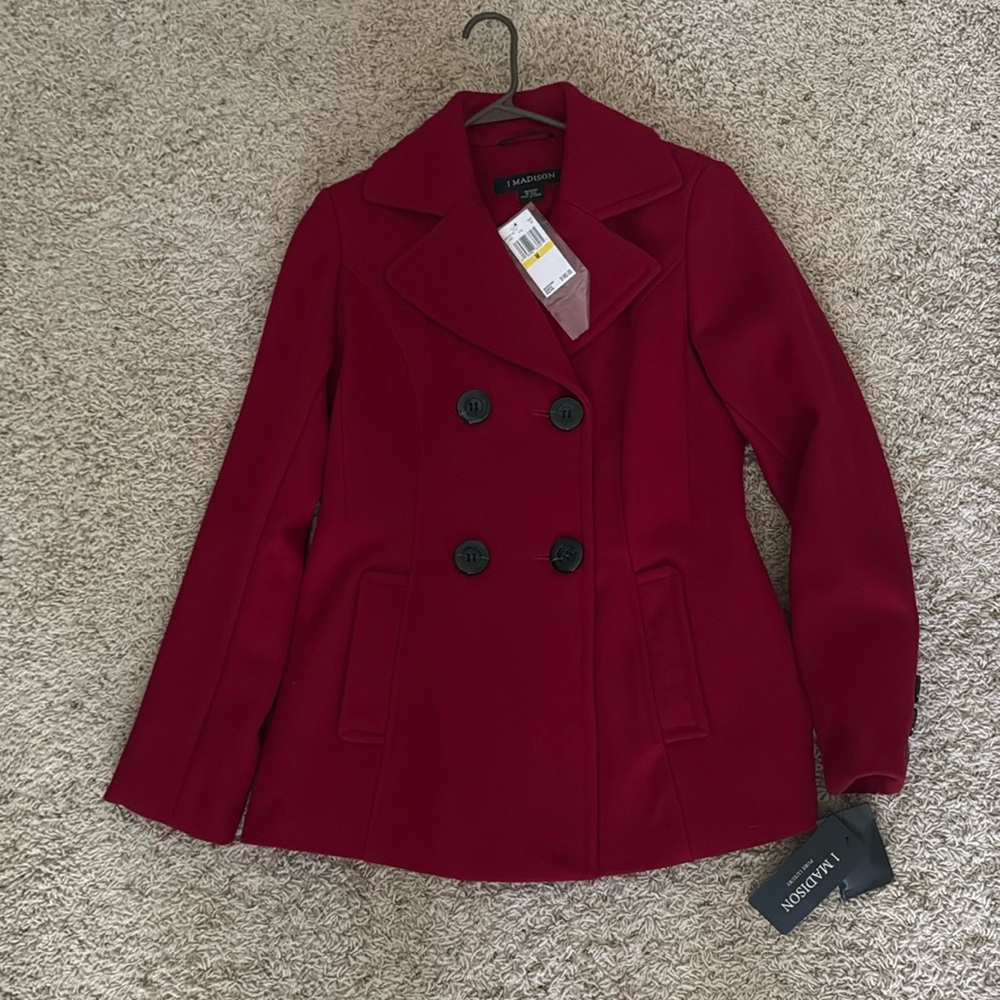 WOMENS NWT RED PEA COAT MEDIUM
